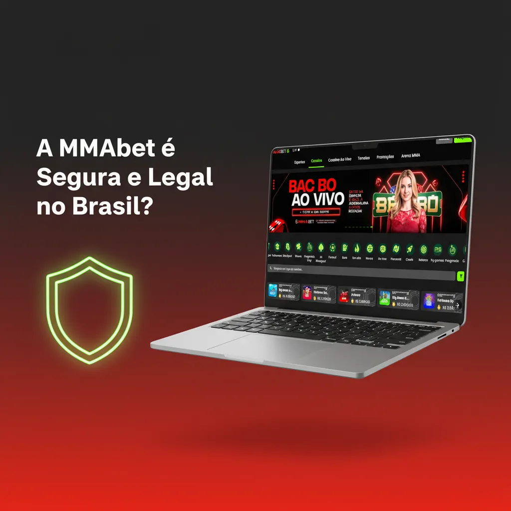 Gráfico destacando que MMAbet é segura e legal no Brasil, com ícones de SSL, KYC, privacidade, jogo responsável e licença