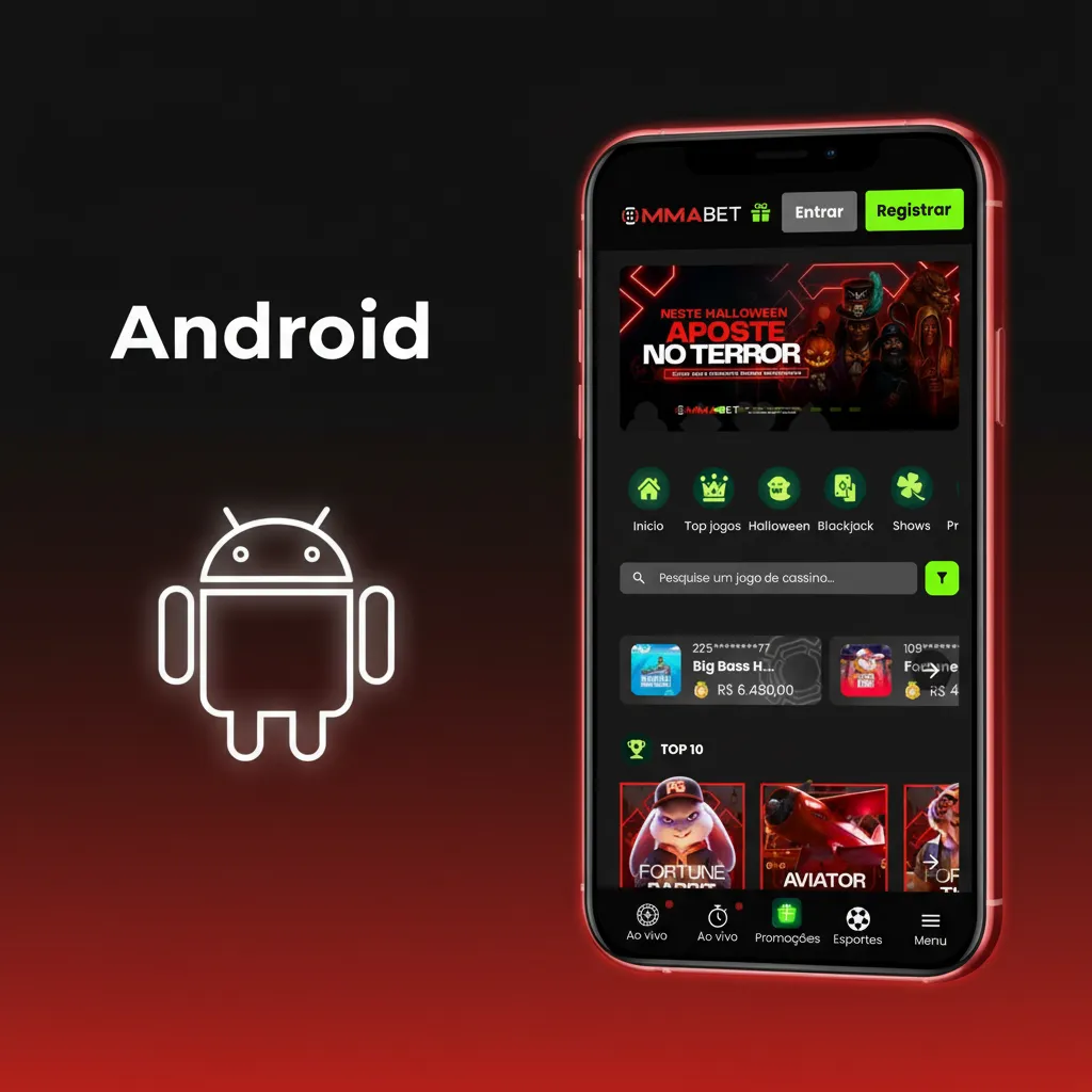 Tela de smartphone Android mostrando guia para baixar e instalar APK oficial do app e ativar notificações de odds