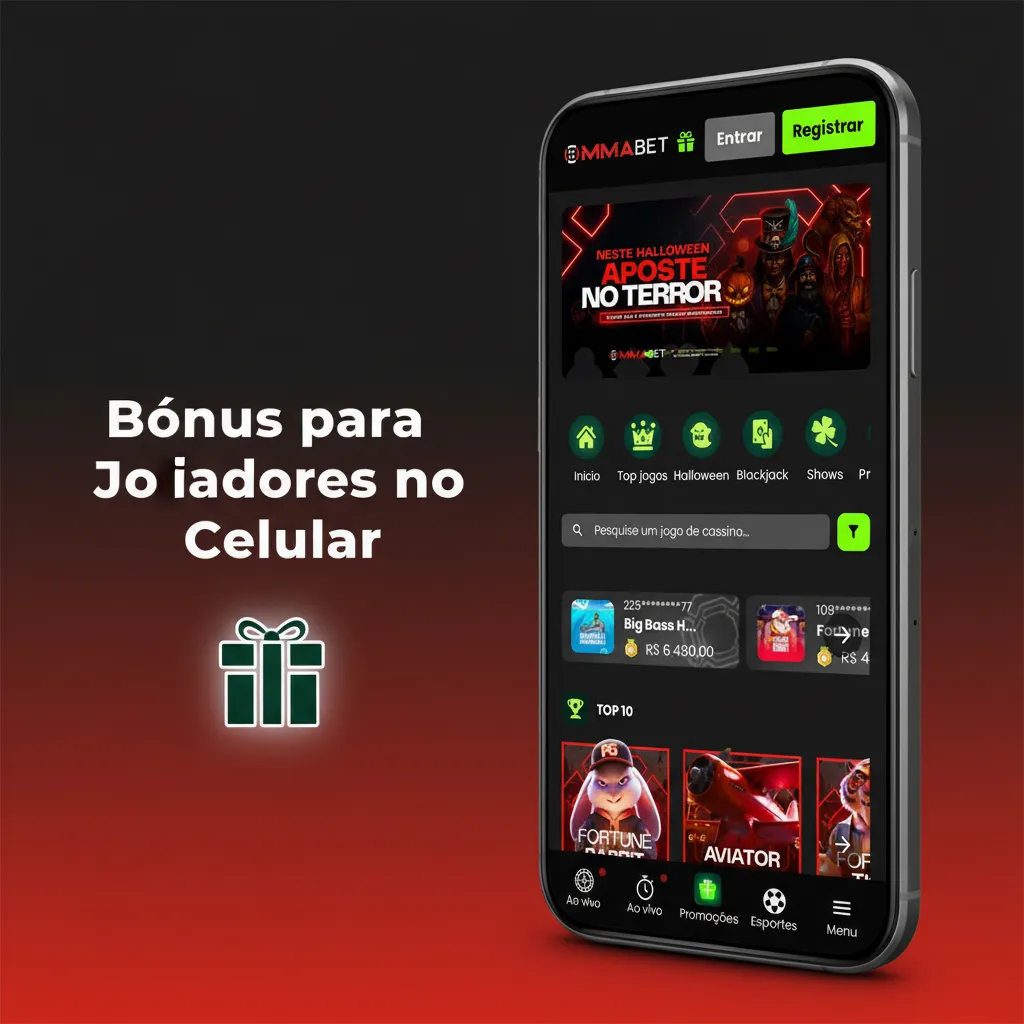 Tela de app móvel exibindo ofertas de bônus para esportes e cassino, com regras de rollover, cota mínima e prazos