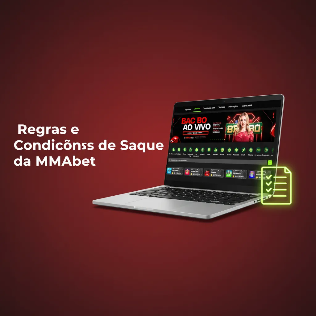 Infográfico regras de saque MMAbet: KYC, Pix mesmo CPF, rollover, 1x apostas, R$20–50k, análise 24h, Pix 0–30min.